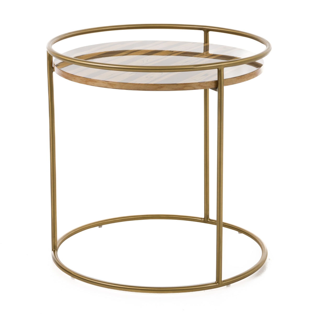 Gilcrest Glam Brown and Gold Marble End Table