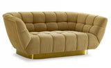 Granby Glam Mustard and Gold Fabric Loveseat