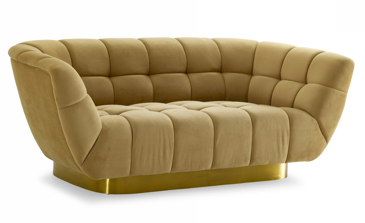 Granby Glam Mustard and Gold Fabric Loveseat