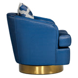 Niagra Glam Blue and Gold Fabric Accent Chair