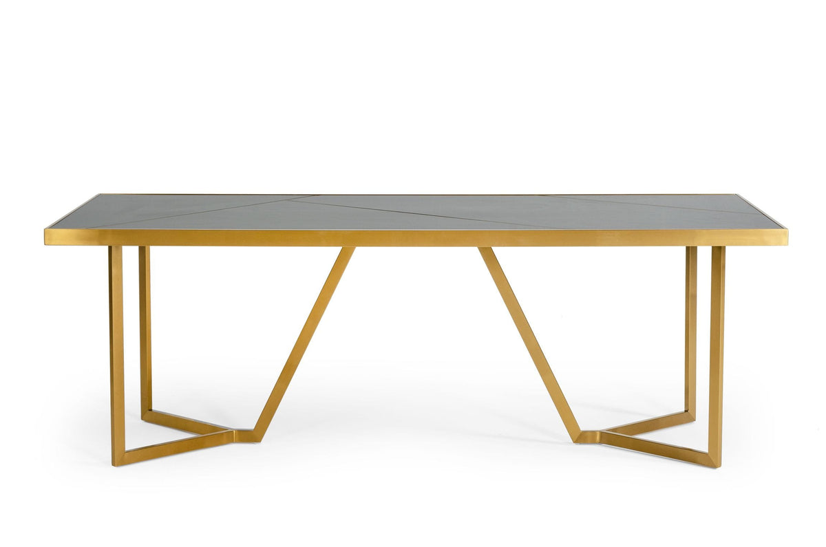 Nolte Glam Black Zebrawood and Gold Dining Table
