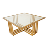 Kodiak Glam Clear Glass and Gold Glass Coffee Table