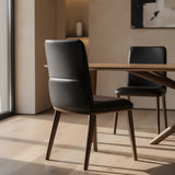 Utah Modern Walnut and Brown Eco-Leather Dining Chair- Set of 2