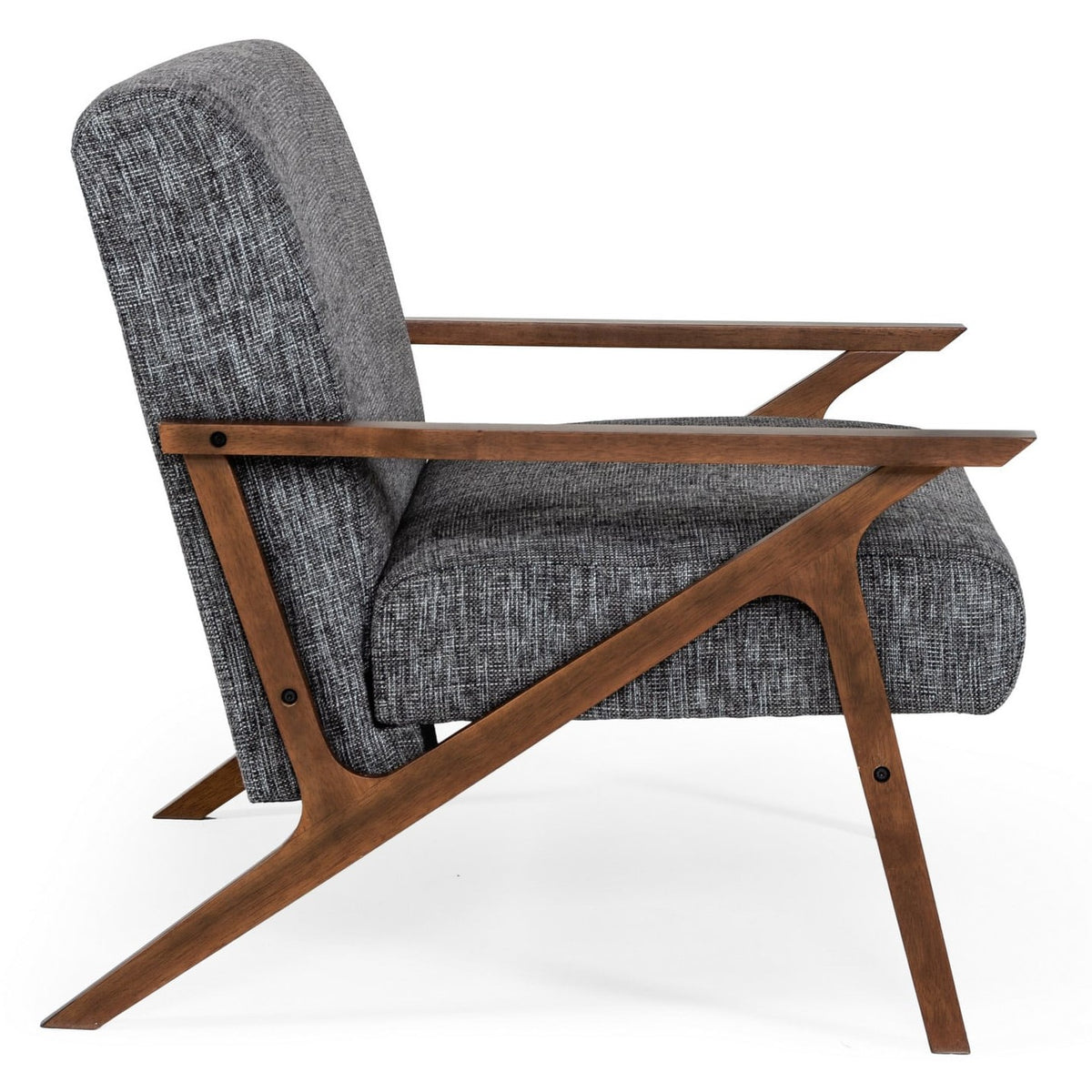 Candea Mid-Century Walnut and Grey Accent Chair