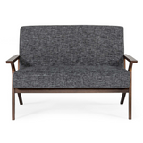 Candea Mid-Century Walnut and Grey Compact Loveseat