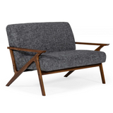 Candea Mid-Century Walnut and Grey Compact Loveseat