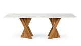 Cadence Modern Walnut & Marble Dining Table