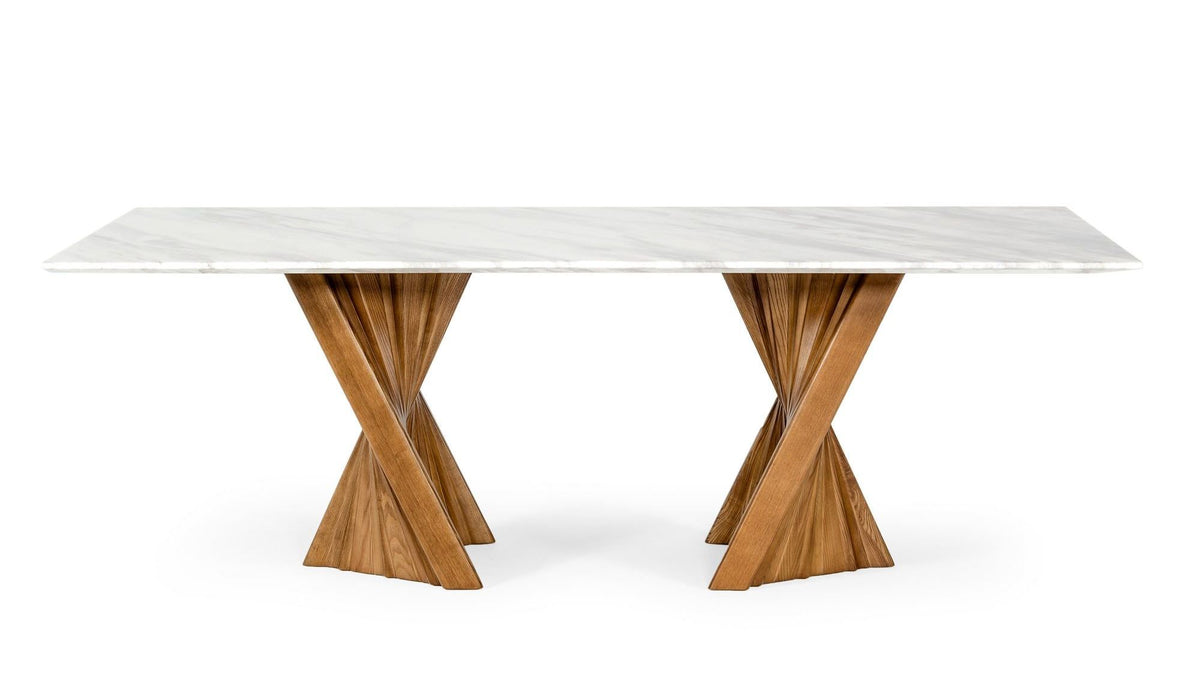 Cadence Modern Walnut & Marble Dining Table