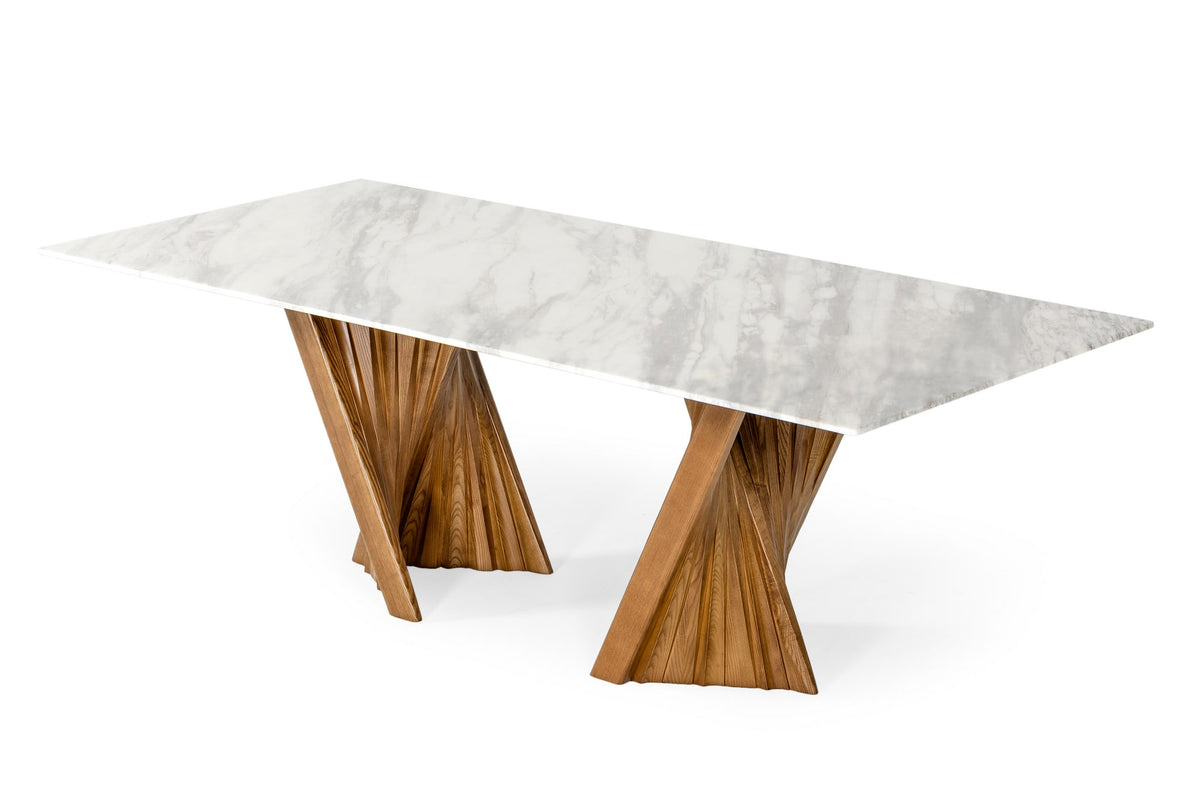 Cadence Modern Walnut & Marble Dining Table