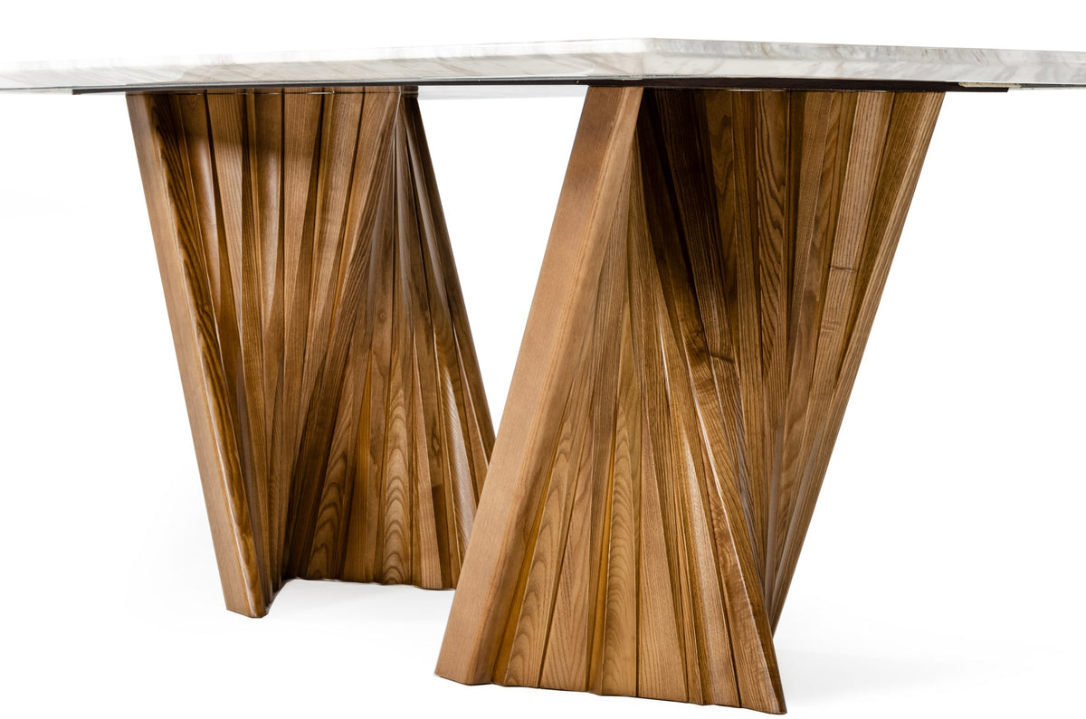 Cadence Modern Walnut & Marble Dining Table