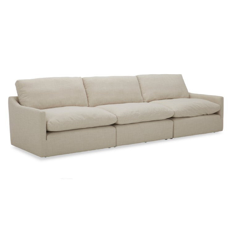 Fedora Modern White Fabric Sectional Sofa + Ottoman