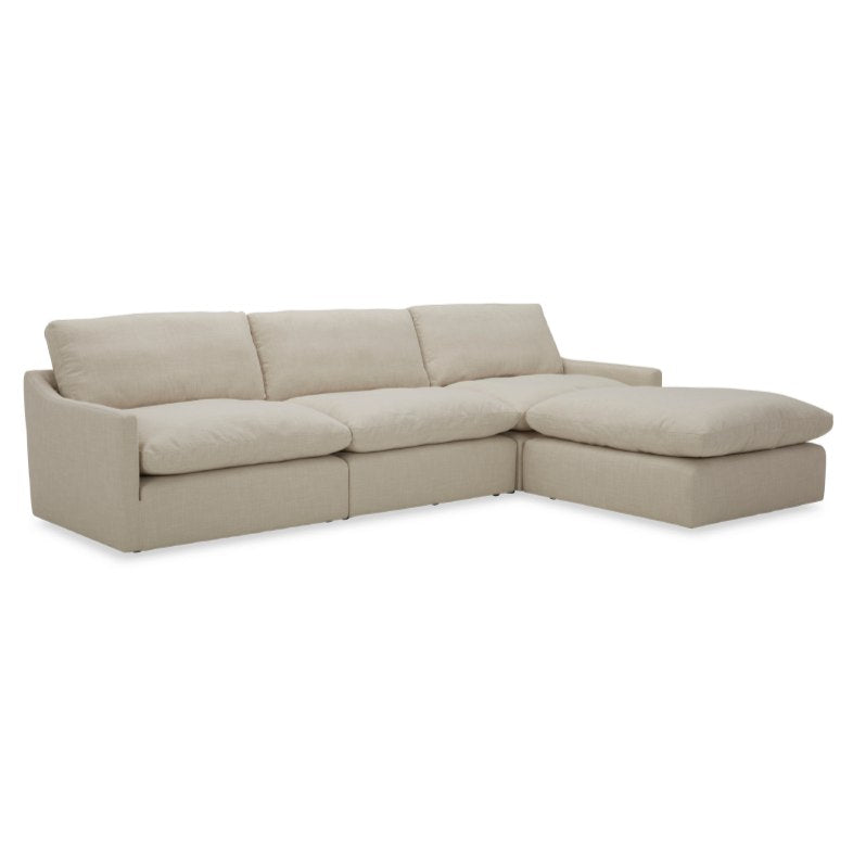 Fedora Modern White Fabric Sectional Sofa + Ottoman