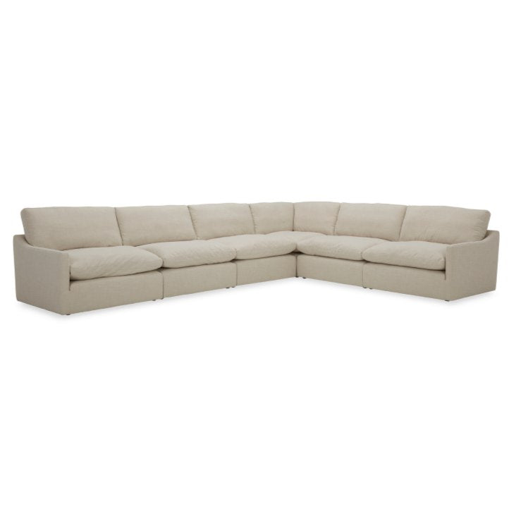 Fedora Modern White Fabric Sectional Sofa + Ottoman