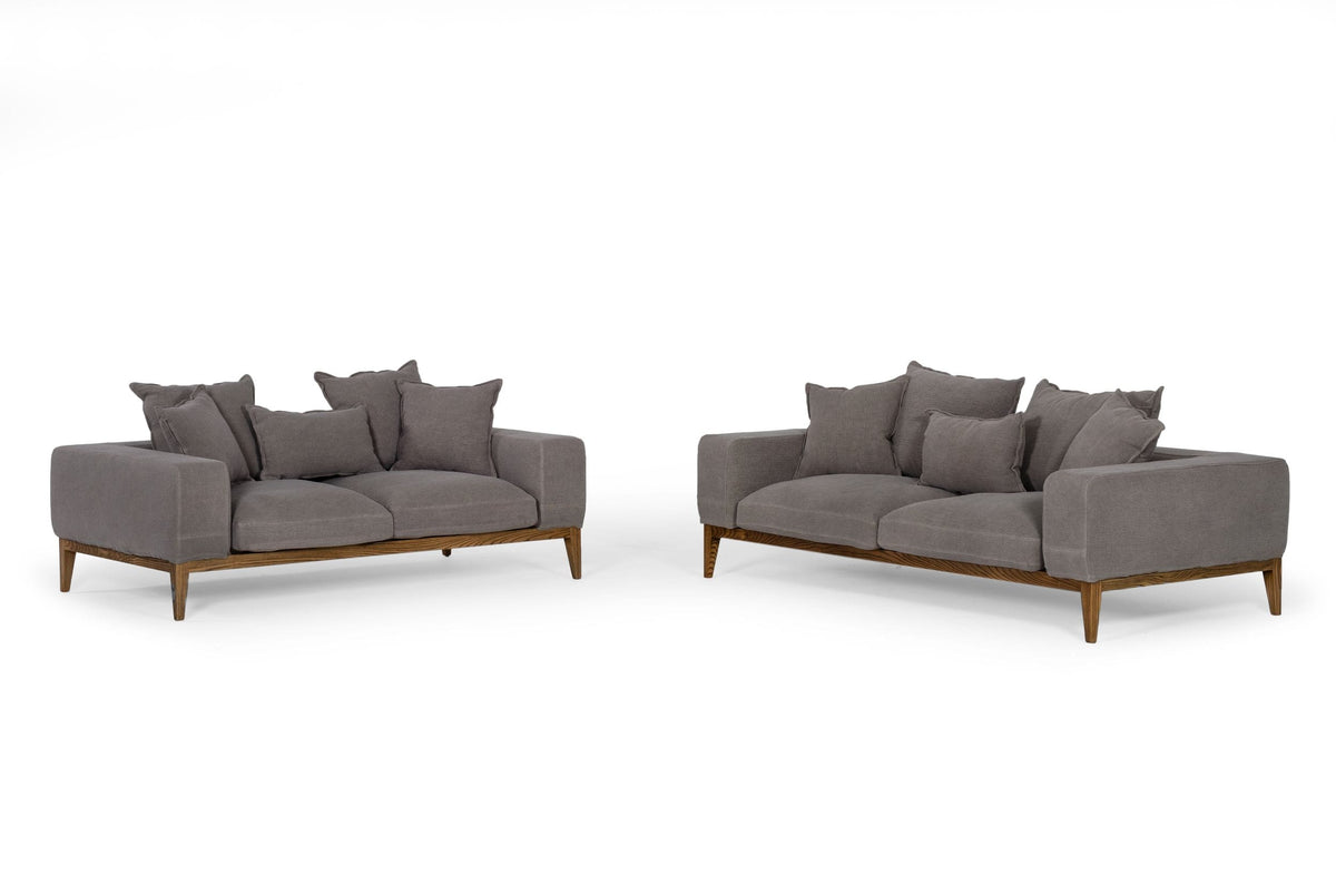 Corina Modern Grey Linen Loveseat