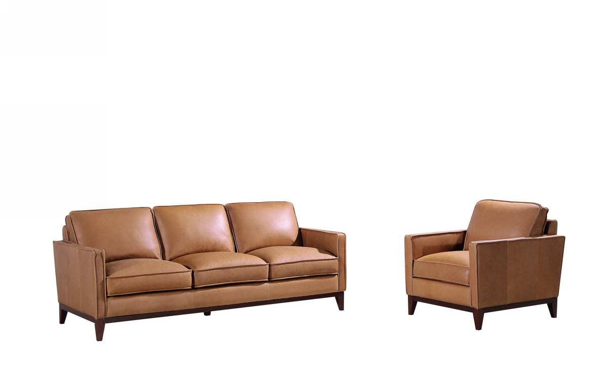 Naylor Modern Brown Italian Leather Split Sofa