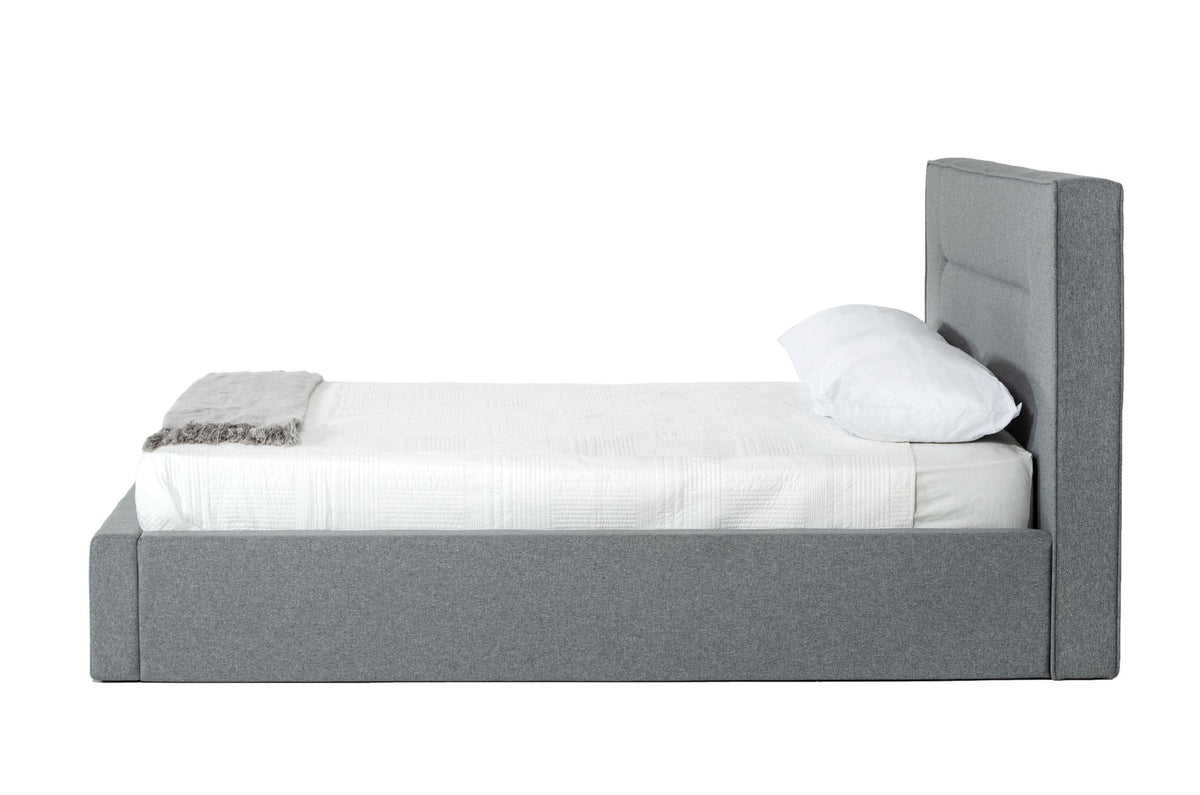 Juliana Queen Italian Modern Dark Grey Upholstered Bed