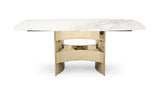 Marmot White Marble and Champagne Gold Dining Table