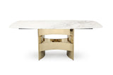 Marmot White Marble and Champagne Gold Dining Table