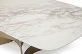Marmot White Marble and Champagne Gold Dining Table