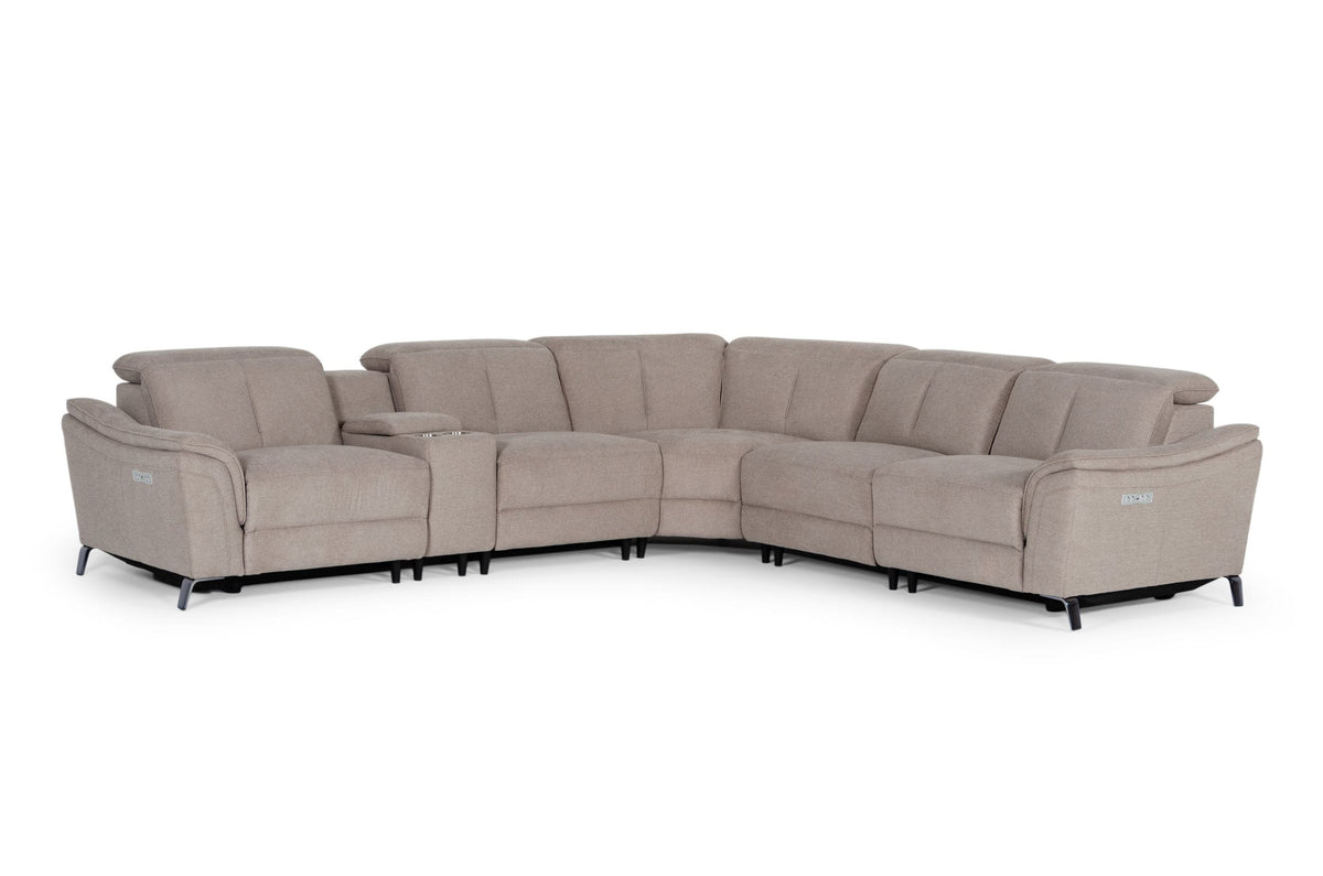 Lloyd Modern Light BrownFabric Sectional with Three Recliners
