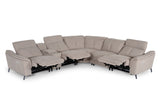 Lloyd Modern Light BrownFabric Sectional with Three Recliners