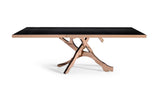 Legend Modern Black Glass & Rosegold Dining Table