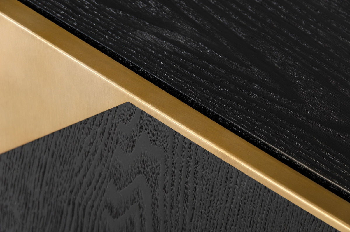 Perret Glam Black Ash & Brushed Brass Modern Buffet