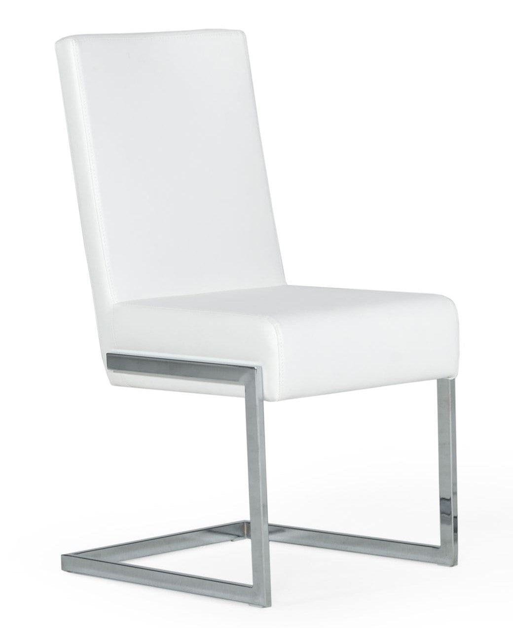 Batavia Modern White & Stainless Steel Dining Chair (Set of 2)
