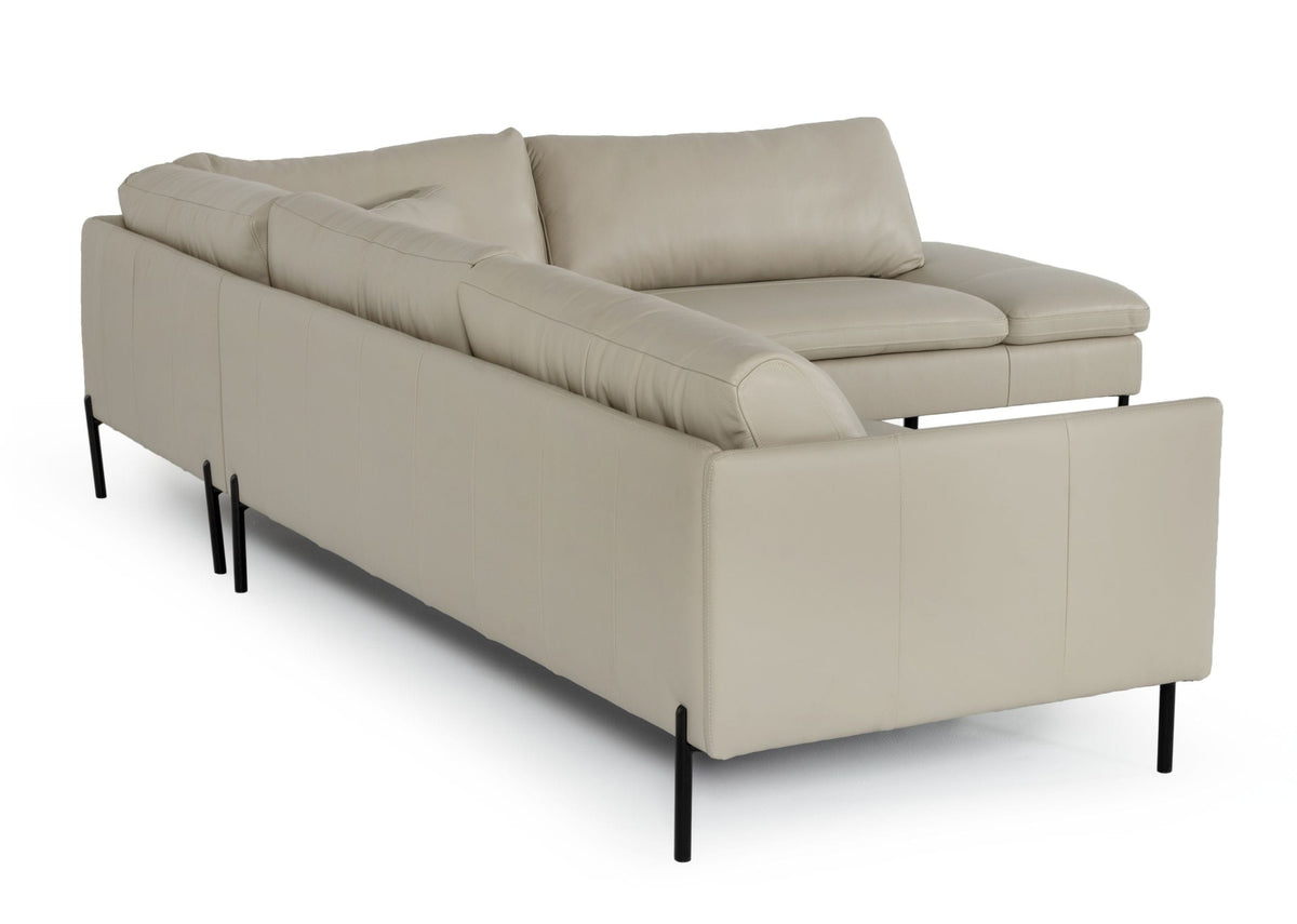 Sherry Modern Grey Leather Right Facing Sectional Sofa