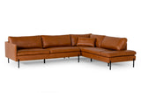 Sherry Modern Cognac Leather Right Facing Sectional Sofa