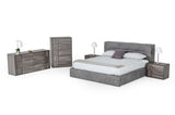 Hollywood Italian Contemporary Grey Leather Bed