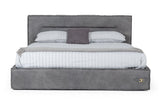 Hollywood Italian Contemporary Grey Leather Bed