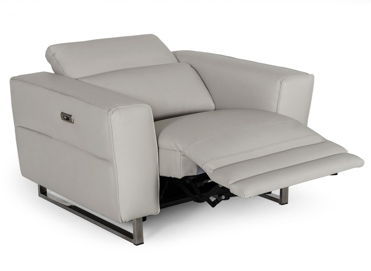 Lucca Italian Modern Grey Armchair with Electric Recliner