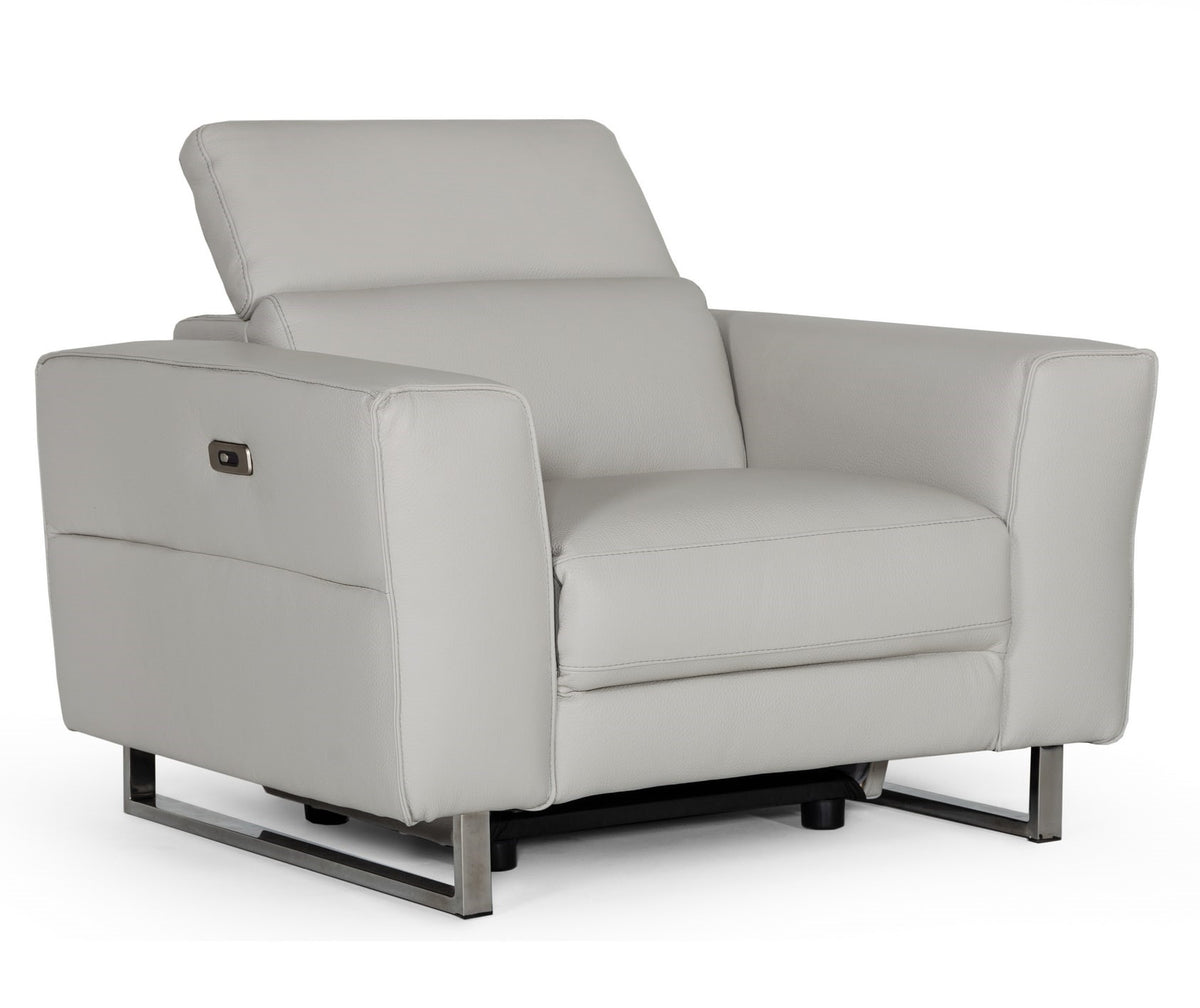Lucca Italian Modern Grey Armchair with Electric Recliner