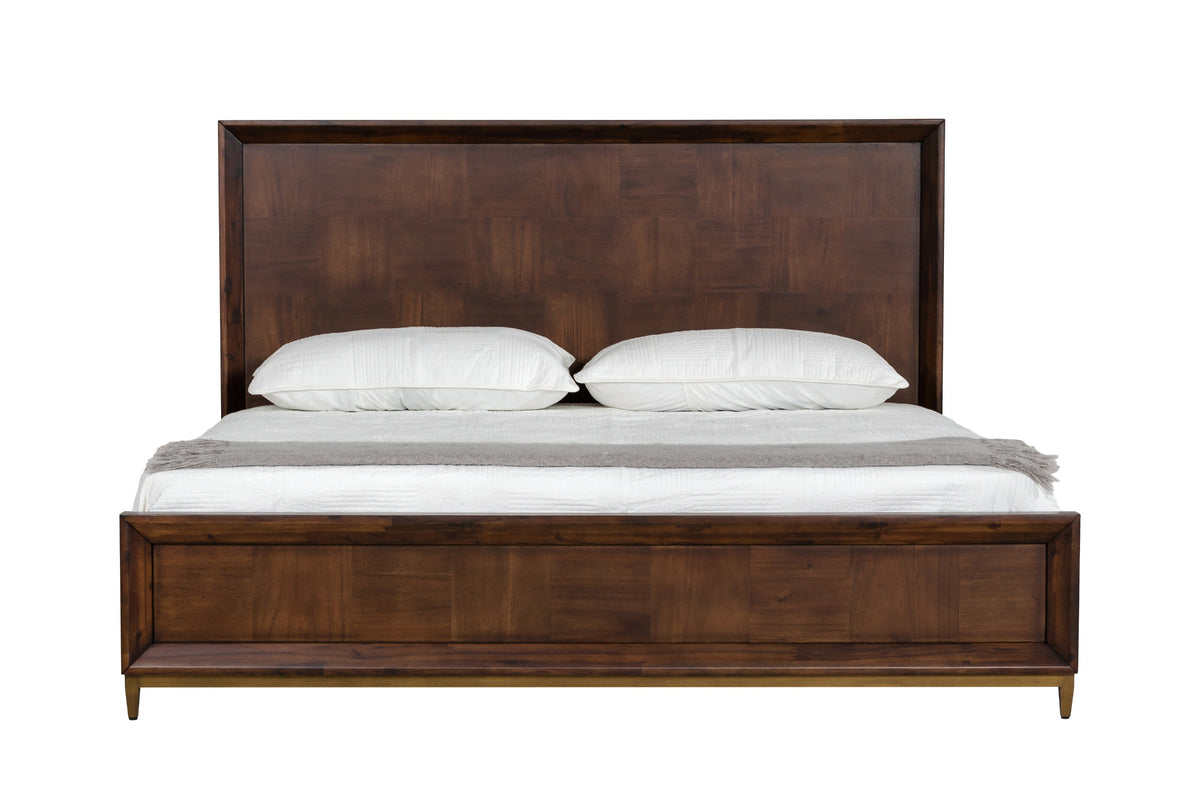 Shane Modern Acacia & Brass Bed