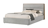Dustin Modern Grey Fabric & Walnut Trimmed Bed