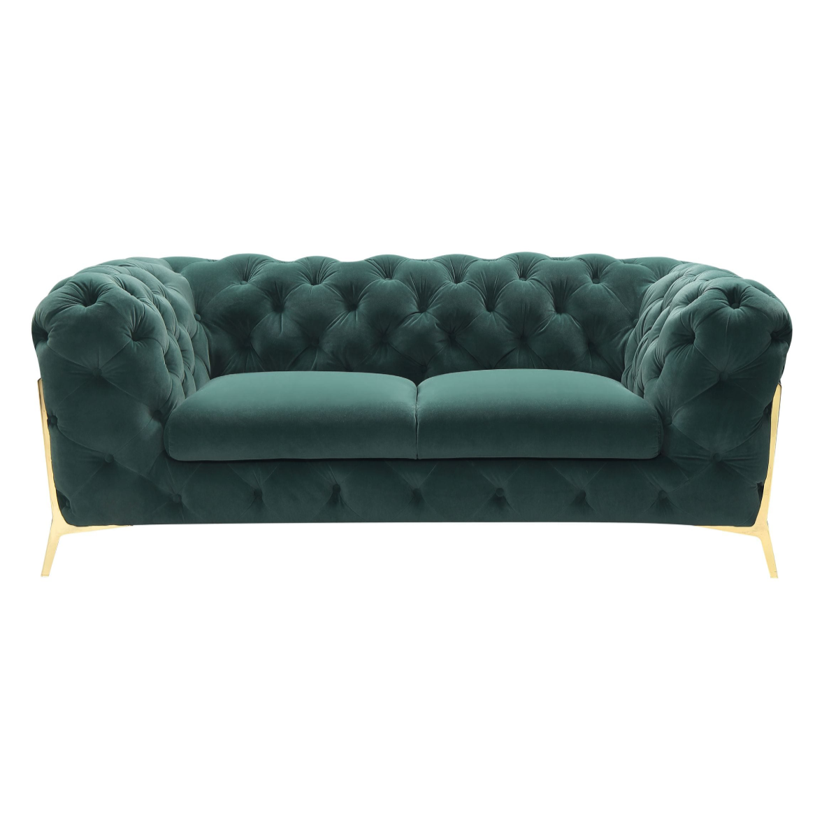 Sheila Transitional Emerald Green Fabric Loveseat