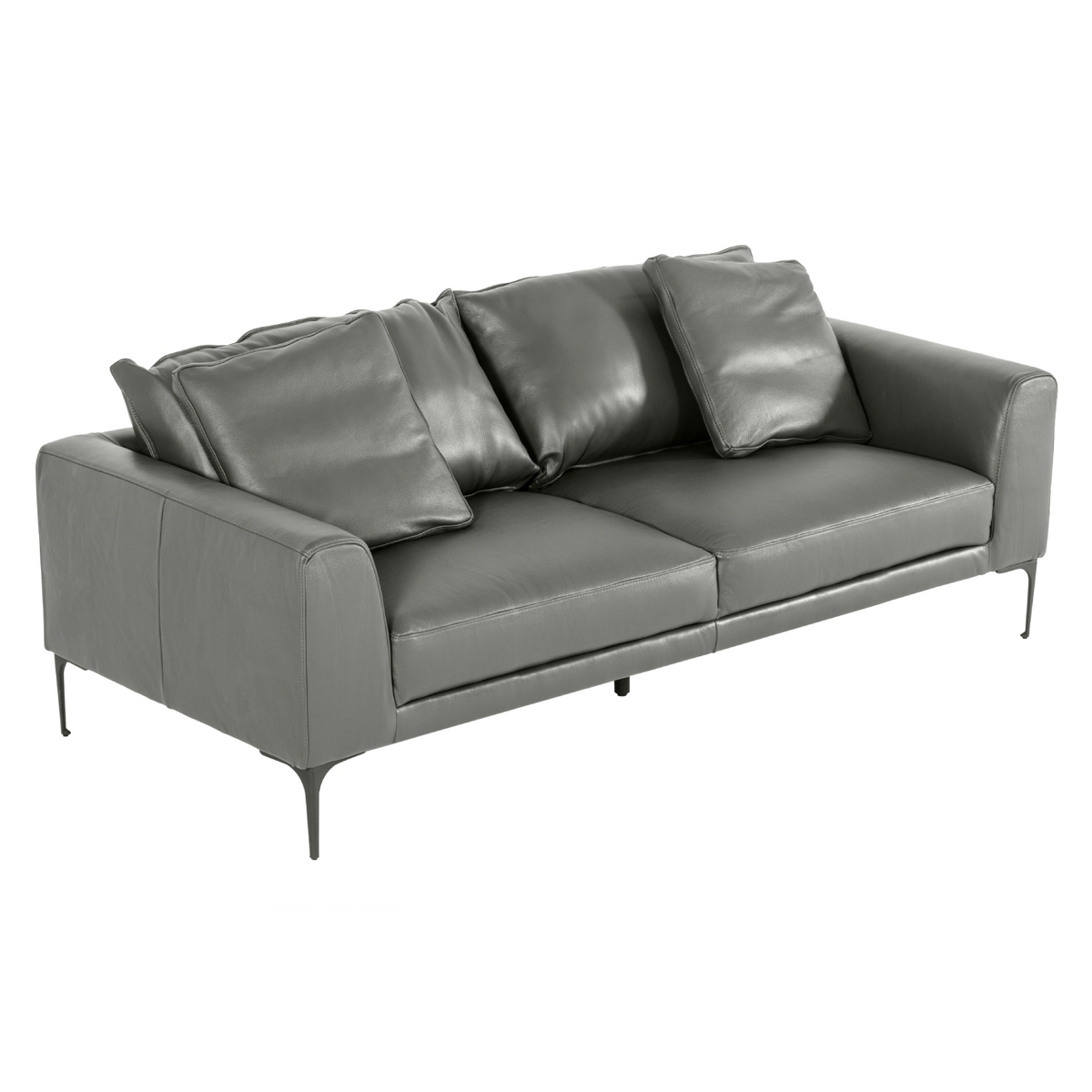 Jacoba Modern Dark Grey Leather Sofa
