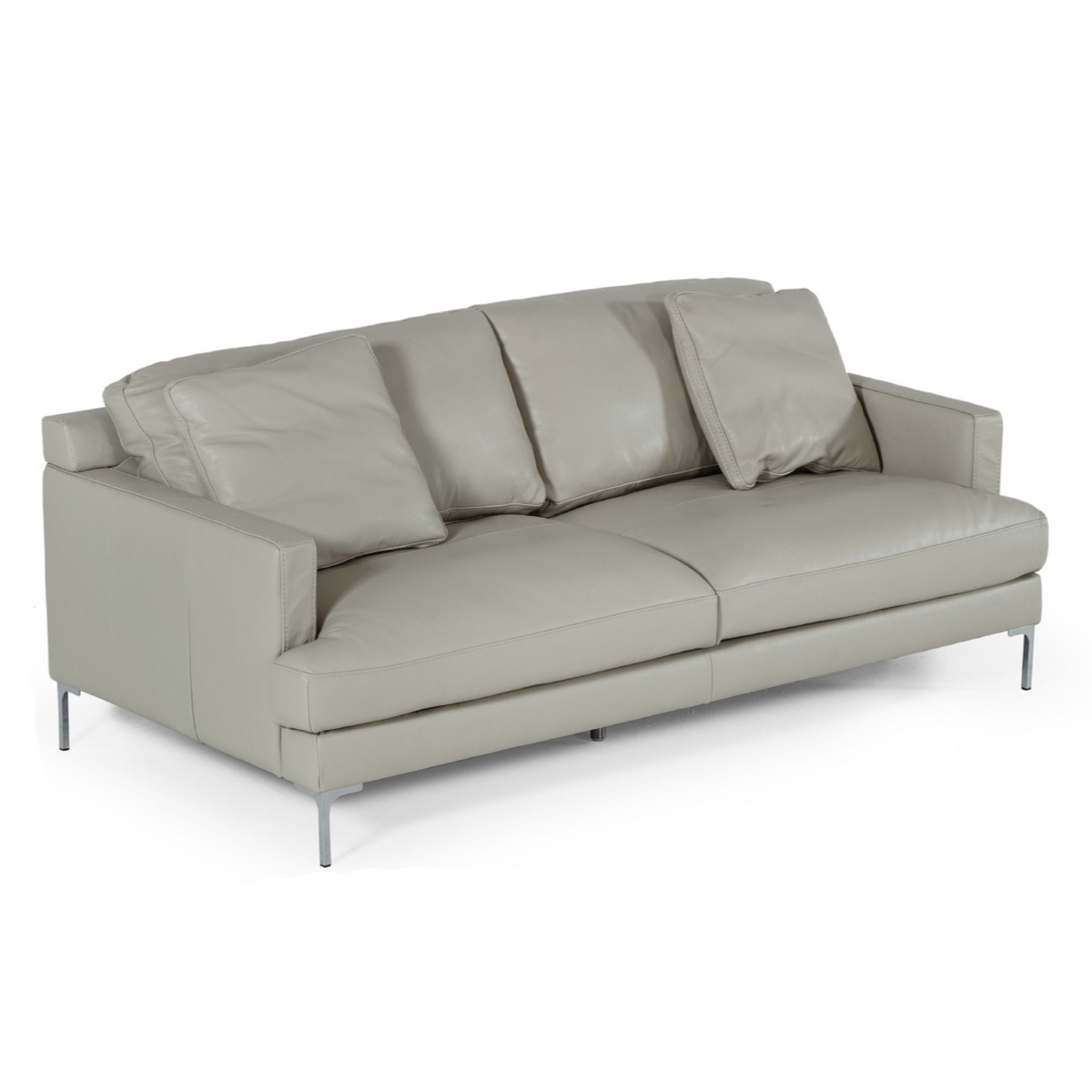 Janina Modern Light Grey Leather Sofa