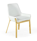 Ganon Modern White & Gold Dining Chair