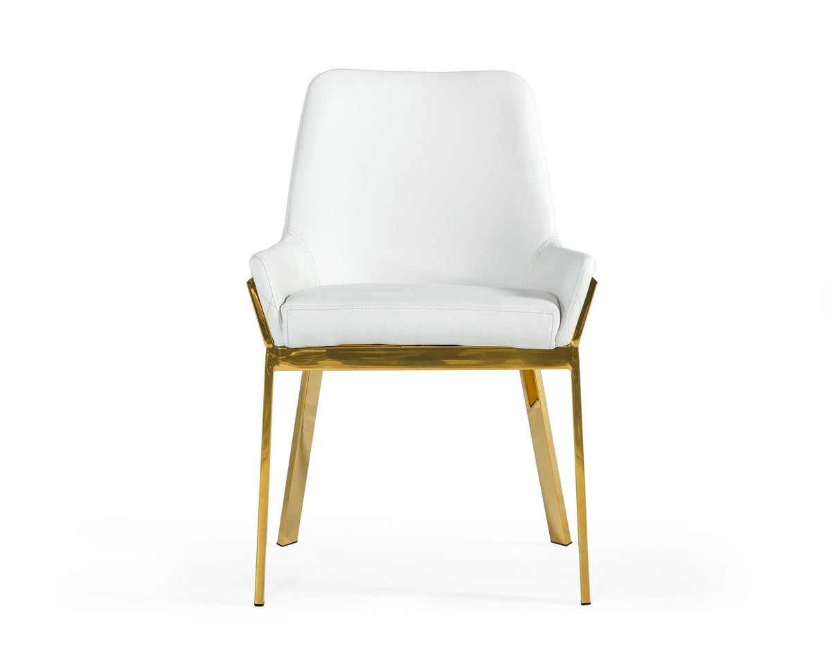 Ganon Modern White & Gold Dining Chair