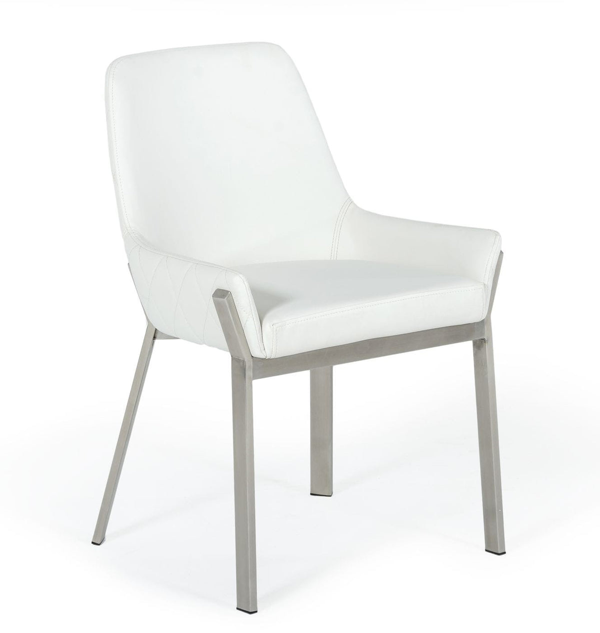 Ganon Modern White & Brushed Stainless Steel Dining Chair