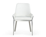 Ganon Modern White & Brushed Stainless Steel Dining Chair