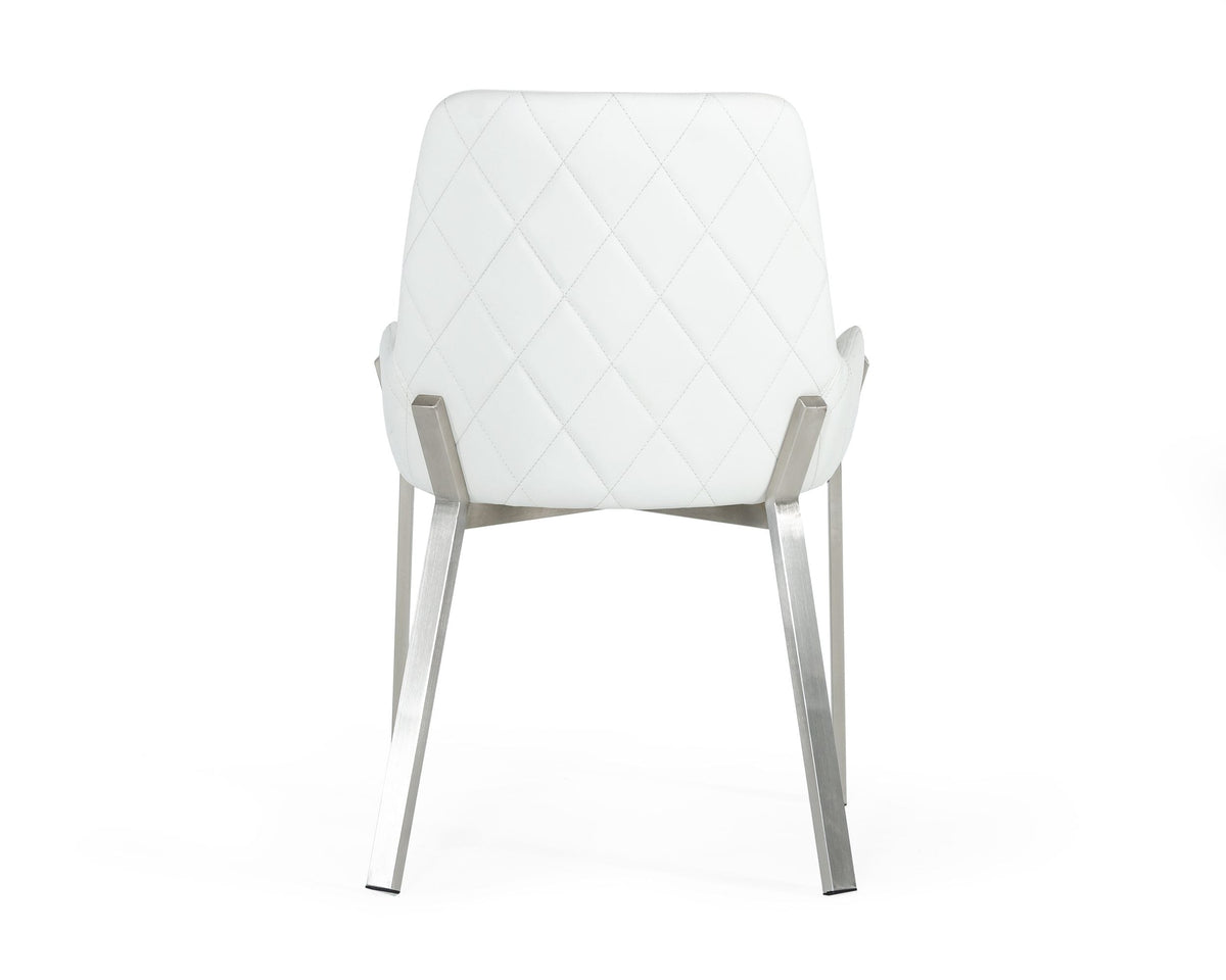 Ganon Modern White & Brushed Stainless Steel Dining Chair