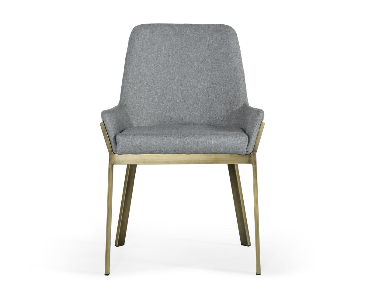 Ganon Modern Grey & Antique Brass Dining Chair