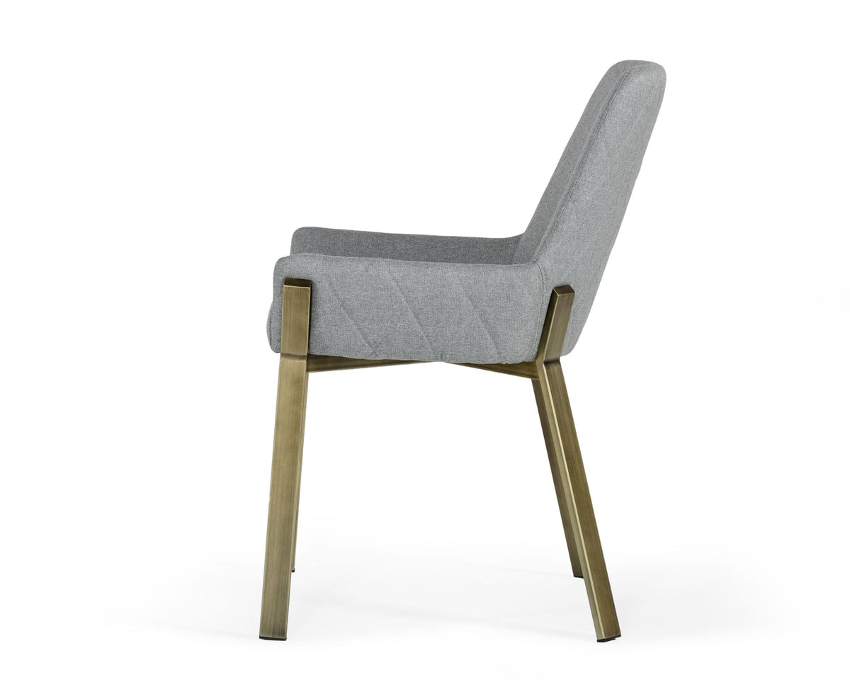 Ganon Modern Grey & Antique Brass Dining Chair