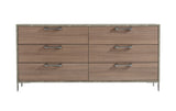 Boston Modern Brown Oak & Brushed Stainless Steel Dresser