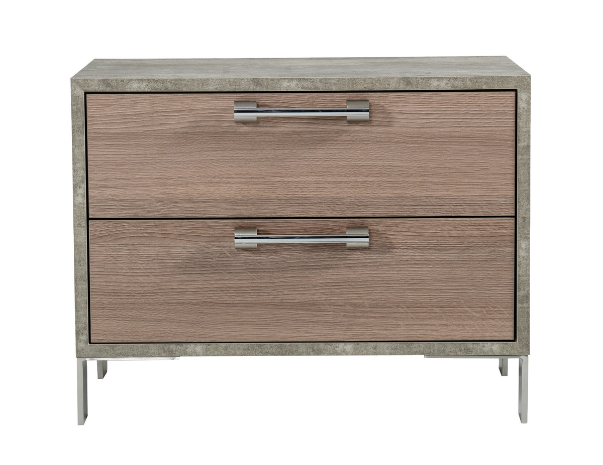 Mielcasa | Brown Nova Domus Boston Modern Brown Oak & Brushed Stainless Steel Nightstand | SKU VGANBOSTON-NS | MPN: 77851 | Free Delivery & Free Return