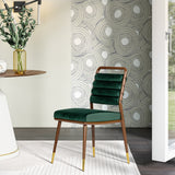 Biscay Modern Dark Green & Walnut Steel Dining Chair