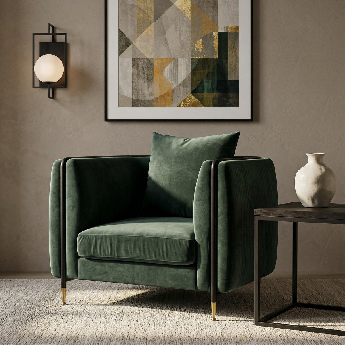 Oswego Modern Dark Green Jade Accent Chair